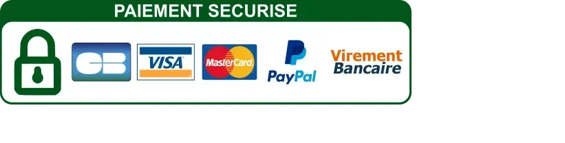 Moyens de paiement acceptés : CB, Visa, MasterCard, PayPal, Virement bancaire